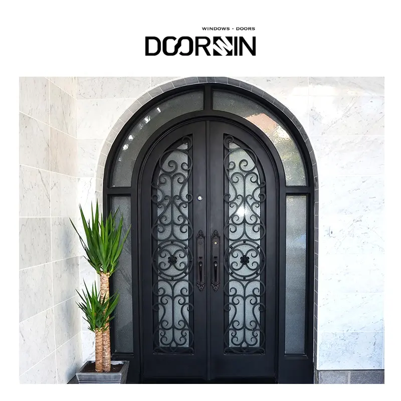 Modern Grill Design Main Giant Doors Arched Steel Entry Wrought Iron Door