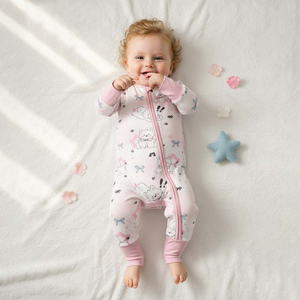 Pyjamas en viscose de bambou personnalisés en gros, barboteuses bébé en bambou bio à double fermeture éclair, vêtements de nuit pour bébés et jeunes enfants en bambou - Product Image 4