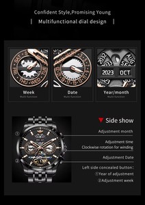OUPINKE 3251 Men's Watches Flywheel <b>Automatic</b> Mechanical Original <b>Wristwatch</b> for Man Waterproof Luminous Perpetual Dual Calendar - Product Image 6