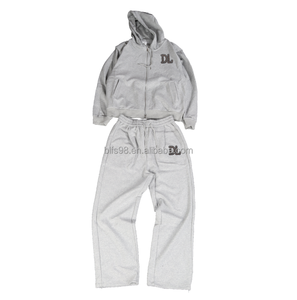Conjunto de Sudadera con Capucha y Pantalones Deportivos Personalizados para Hombre, Logotipo DL Bordado, Color Sólido, Ropa Casual de Calle, para Otoño, 100% Algodón, Felpa Francesa - Product Image 2
