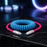 Câble USB C enroulable à ressort 3FT 1M PD 60W en alliage de zinc tressé rétractable Type C vers Type C pour charge rapide