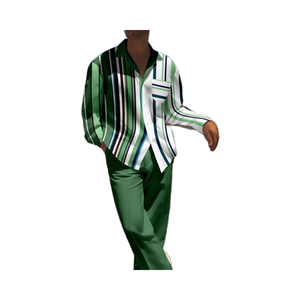 Conjunto de camisa informal para <span class=keywords><strong>hombre</strong></span> con estampado Digital 3D antipilling de verano caliente europeo y americano, pantalones de manga larga, salida de fábrica - Product Image 1
