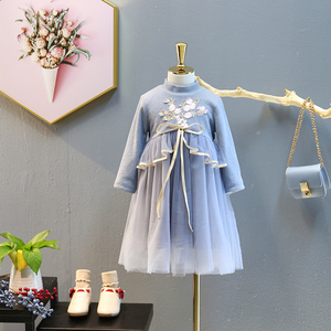 Nuevos Vestidos de Seda Modernos con Diseño Floral para Niñas, Vestidos de Princesa Chinos para Niñas, Vestidos de Invierno para Niñas - Product Image 3