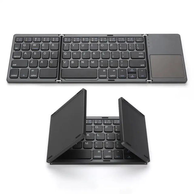 Foldable Blue- Tooth Keyboard Rechargeable Full Size Ultra Slim Pocket Folding Keyboard for Android Windows IOS Tablet & Laptop