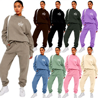 Ensemble de survêtement décontracté pour femme avec logo personnalisé, sweat à capuche oversize en molleton à épaules tombantes et pantalon de jogging à taille élastique, style streetwear