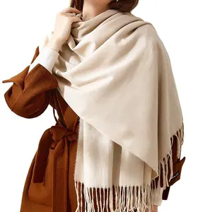 Кашемировый зимний шарф с логотипом на заказ, теплый мягкий шарф из пашмины, шаль из искусственной шерсти, одеяло, Женская клетчатая кисточка для W
