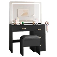 Table de toilette OEM en MDF avec miroir éclairé, coiffeuse multi-tiroirs, mobilier de chambre moderne, vente en gros pour hôtels