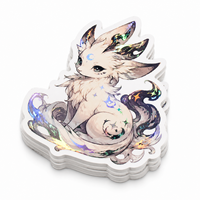 Autocollants Anime Personnalisés Durables en Vinyle PVC Effet Holographique Découpé sur Mesure, Motif Manga Arc-en-ciel, Créatures Fantastiques, Décoratifs, pour Merchandising