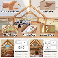 Tente gonflable de luxe à double couche de 12 mètres carrés, imperméable, en Oxford 300D, avec deux chambres et un salon, résistante aux UV, pour toutes les saisons, à montage rapide