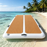 Plateforme flottante gonflable 3m*2m avec pont en teck, échelle et technologie Drop Stitch – Île aquatique portable pour yacht et lac