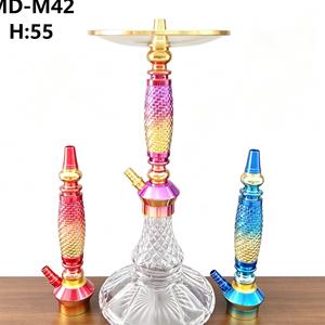 Iridescent Aluminum <b>Hookah</b> Set Gold Brass Tone Shisha <b>Pipe</b> Narghile with Textured Handle for Bar Lounge Home - Product Image 5