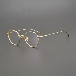 Shenzhen glasses wholesale literary fine edge metal ultra-light titanium glasses frame unisex retro handmade spectacle frames