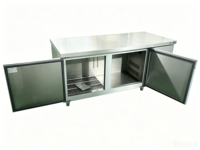 Table de travail réfrigérée en acier inoxydable pour la restauration, avec réfrigérateur sous comptoir et plan de travail en tuyaux de fer