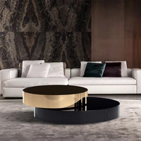 Table basse ronde rotative de luxe moderne pour la maison, table à thé rétractable simple pour appartement ou salon