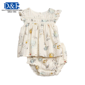 Conjunto de Ropa de Bebé Niña de Primavera con Estampado Floral Personalizable de 2 Piezas, Conjuntos de Ropa de Recién Nacido Transpirable de Poliéster/Algodón - Product Image 2