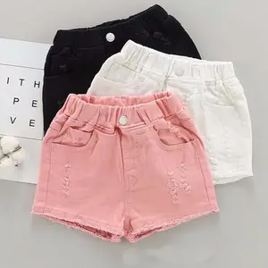 2021 Zomer Kinderkleding Denim Shorts, Medium En Grote Meisjes Buitenlandse Mode Multicolor Ripped Jeans Vrouwen Jeans