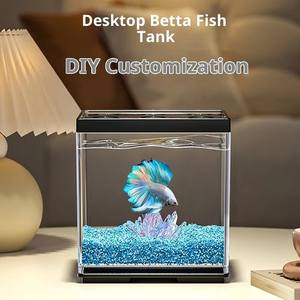 Fish Tank Sala Pequeno Armazenamento Doméstico Multi Funcional Betta Fish tank Desktop Cenário Aquário - Product Image 5