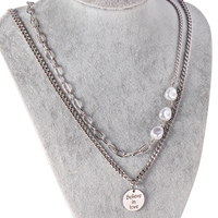 Collier chaîne à maillons superposées, en argent, pendentif, personnalisé, vente en gros,