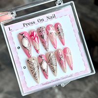 Faux ongles carrés à presser, motif floral 3D fait main de haute qualité, amovibles, vente en gros
