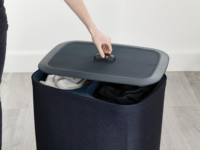 Panier à linge de 90 litres/23,8 gallons avec séparation et couvercle, 2 sacs de lavage amovibles avec poignées