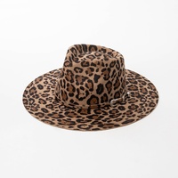 Nouvelle Arrivée 2026 – Chapeau Fedora Décontracté Tendance à Large Bord de 9 cm en 100% Laine avec Détail Métallique, Imprimé Léopard, Idéal pour Fêtes en Extérieur – Chapeau Jazz