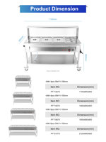 Meja Pemanas Makanan Listrik Stainless Steel 6 Pan untuk Buffet, Meja Bain Marie Listrik