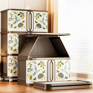 Armario de almacenamiento plegable de plástico PP rectangular de estilo chino de 66cm, apilable y duradero, caja de almacenamiento para el hogar de gran capacidad - Product Image 2