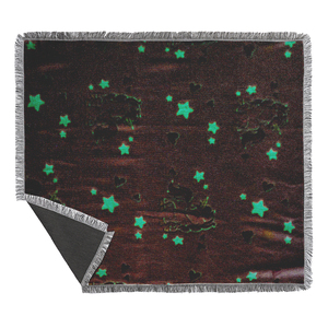 Stampa a sublimazione personalizzata 100 in cotone intrecciato retrò arazzo Jacquard Glow nel buio coperta vuota con frange - Product Image 2