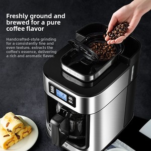 Machine à café à <span class=keywords><strong>filtre</strong></span> automatique avec moulin intégré, grande capacité 1,2 L, cafetière programmable 12 tasses avec <span class=keywords><strong>filtre</strong></span> en acier inoxydable, minuterie 24h, écran LCD - Product Image 3