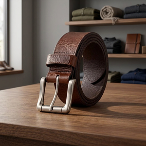 Ceinture en cuir de vachette véritable très demandée, avec boucle ardillon, longueur personnalisable, en acier de qualité supérieure, carrée, vintage, imperméable et écologique - Product Image 1