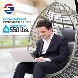 Muebles de Exterior de Diseño Moderno, Silla Colgante de Mimbre en Forma de Huevo para Jardín, Parque, Balcón, <span class=keywords><strong>Terraza</strong></span>, <span class=keywords><strong>Asiento</strong></span> Individual - Product Image 3