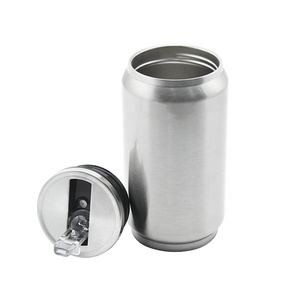 10oz de acero inoxidable deportes botella de agua Coke Can con paja (Plata) (BCAN12S) - Product Image 3