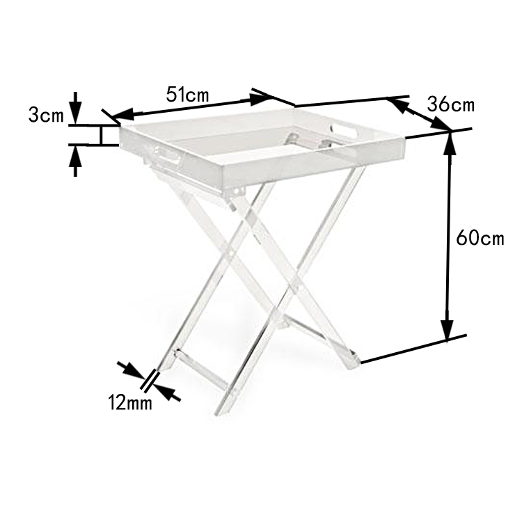 Modern Style clear Furniture Acrylic folding table with tray for Living room/kitchen/Bed Room