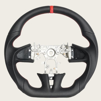 Volant de course 4 branches en acajou et cuir noir avec surpiqûres rouges, modèle d'entrée de gamme de luxe pour Chevrolet Corvette C6