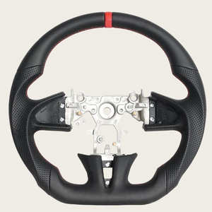 Volant de course 4 branches en acajou et cuir noir avec surpiqûres rouges, modèle d'entrée de gamme de luxe pour Chevrolet Corvette C6 - Product Image 3