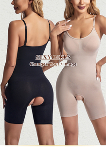 Direct Sale High Quality Women's Shapers Crotchless Bodysuits with Animal Print <b>Tummy</b> <b>Control</b> Shapewear Featuring Ribbed Fabric - Product Image 5
