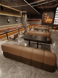 Sofá de barra de cuero PU personalizado de lujo ligero para discotecas salones <span class=keywords><strong>VIP</strong></span> cafeterías restaurantes - Product Image 4