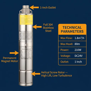 משאבת צנטריפוגלית סולארית 750W <span class=keywords><strong>DC</strong></span> 48V MPPT 140M גובה הרמה, להשקיה בטפטוף במטעים, בעלת תקן CE - Product Image 2