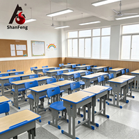 Ensemble bureau et chaise d'école à hauteur réglable, table d'étude en panneau MDF de 1,8 cm avec tiroir pour salle de classe primaire, certifié CE ISO, OEM