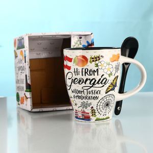 Tasse à café créative en céramique, mug à lait personnalisable avec logo, tasse en porcelaine blanche très tendance pour l'Europe et les États-Unis - Product Image 5
