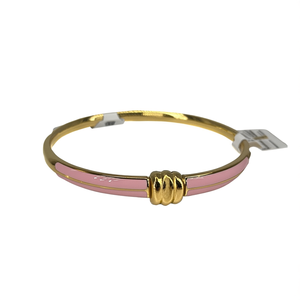 Bracelet tendance en acier inoxydable 316L avec placage or PVD, design émail rose durable et résistant - Product Image 2