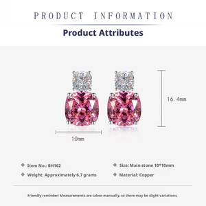 เครื่องประดับแฟชั่นทองแดง 10*10 มม. ทรงรังนก ประดับเพชรคิวบิกเซอร์โคเนียสีชมพู 3 ชิ้น แหวนคู่แต่งงานแบบสองหินสีทอง ชุดสำหรับงานปาร์ตี้ - Product Image 4