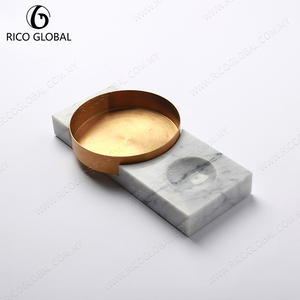 Plateaux décoratifs en marbre de pierre naturelle moderne 2025 Accessoires de bain comprenant des porte-savon - Product Image 2