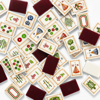 Set Mahjong Amerika 1.42 Inci Ubin Akrilik Mahoni Oriental Crane Dragon 160 PCS Lipat Laser Dua Lapis Portabel