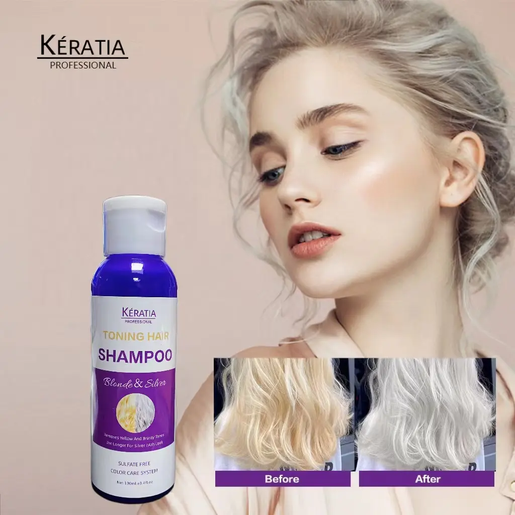 Keratin Professional Salon No Yellow Effect Treatment Anti- brassy Blonde Hair Keep Purple Toner Shampoo