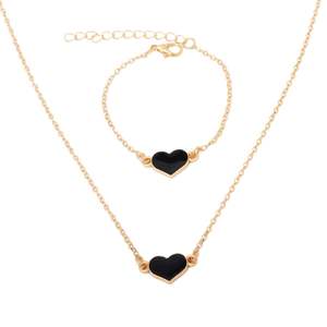 Heart Jewelry <b>Set</b> Gold Plated Zinc Alloy Necklace Earrings <b>Bracelet</b> Women's Party Cute Fashion - Product Image 5
