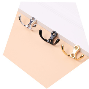 Zinc Alloy Double <b>Hook</b> Wall Mounted Heavy Duty <b>Coat</b> <b>Hook</b> For Storage Bathroom Towel <b>Hook</b> Contemporary Design - Product Image 1