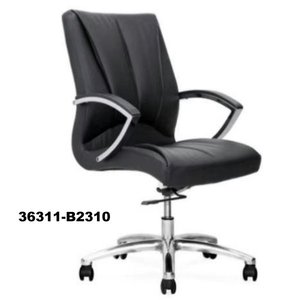 Chaise de bureau en cuir à dossier moyen pour fauteuil de bureau design moderne de direction 36311-A09 - Product Image 2