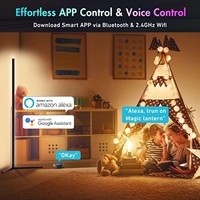 Barre lumineuse d'angle LED RGBIC 16 millions de couleurs, synchronisation musicale, commande vocale, télécommande/application Wi-Fi, lampe sur pied minimaliste blanche pour usage résidentiel