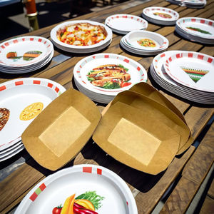 Bandeja Rectangular Desechable de Papel Kraft para Comida para Llevar, Resistente a Grasa y Fugas, para Ensaladas, Papas Fritas y Bocadillos - Product Image 1